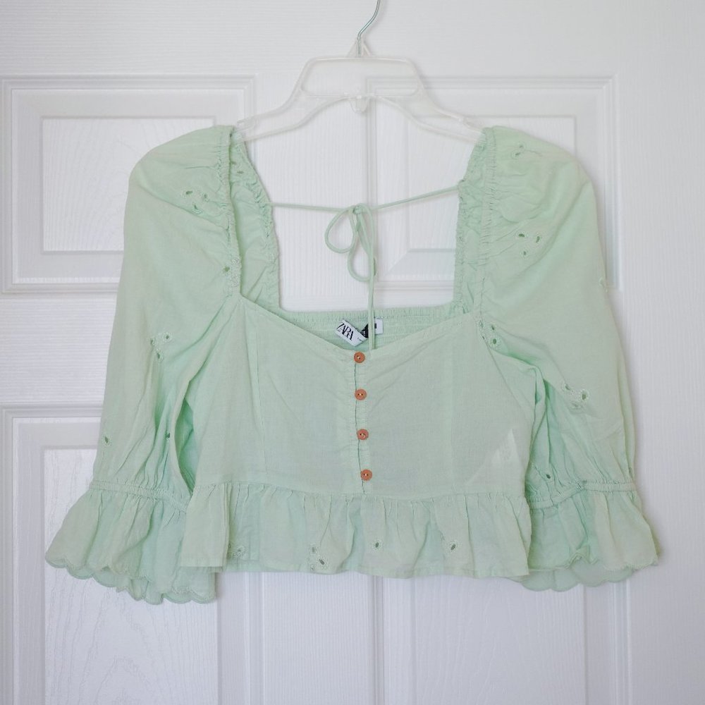 Zara cropped cotton blouse